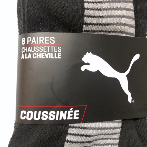 Men’s Puma Socks Black Gray Cushioned Sole - Picture 6 of 6
